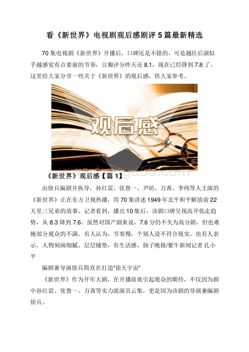 看《新世界》电视剧观后感剧评5篇最新精选.doc_第1页