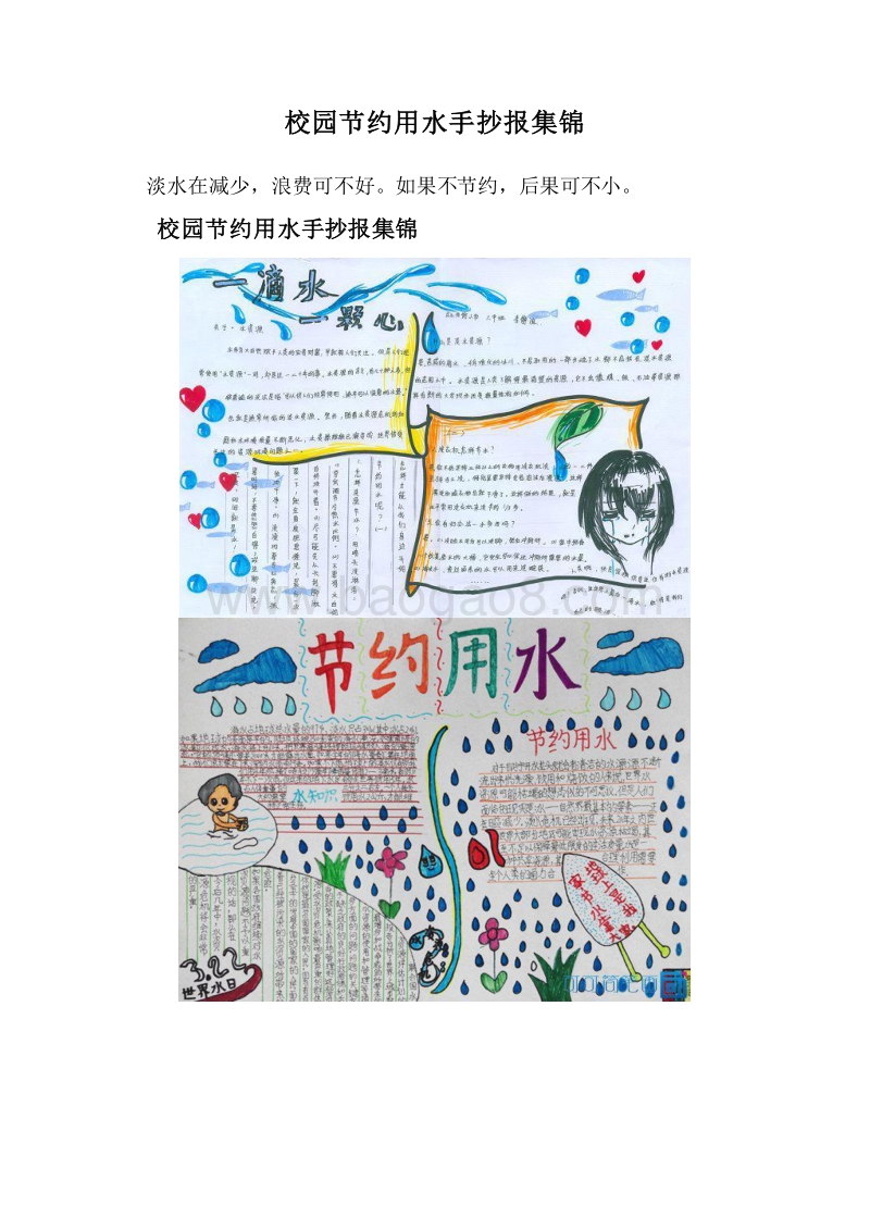 校园节约用水手抄报集锦.doc_第1页