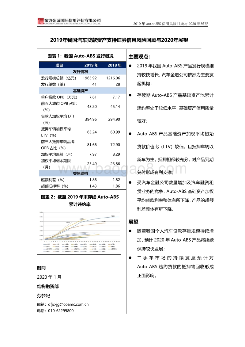 2019年我国汽车贷款资产支持证券信用风险回顾与2020年展望.pdf_第1页