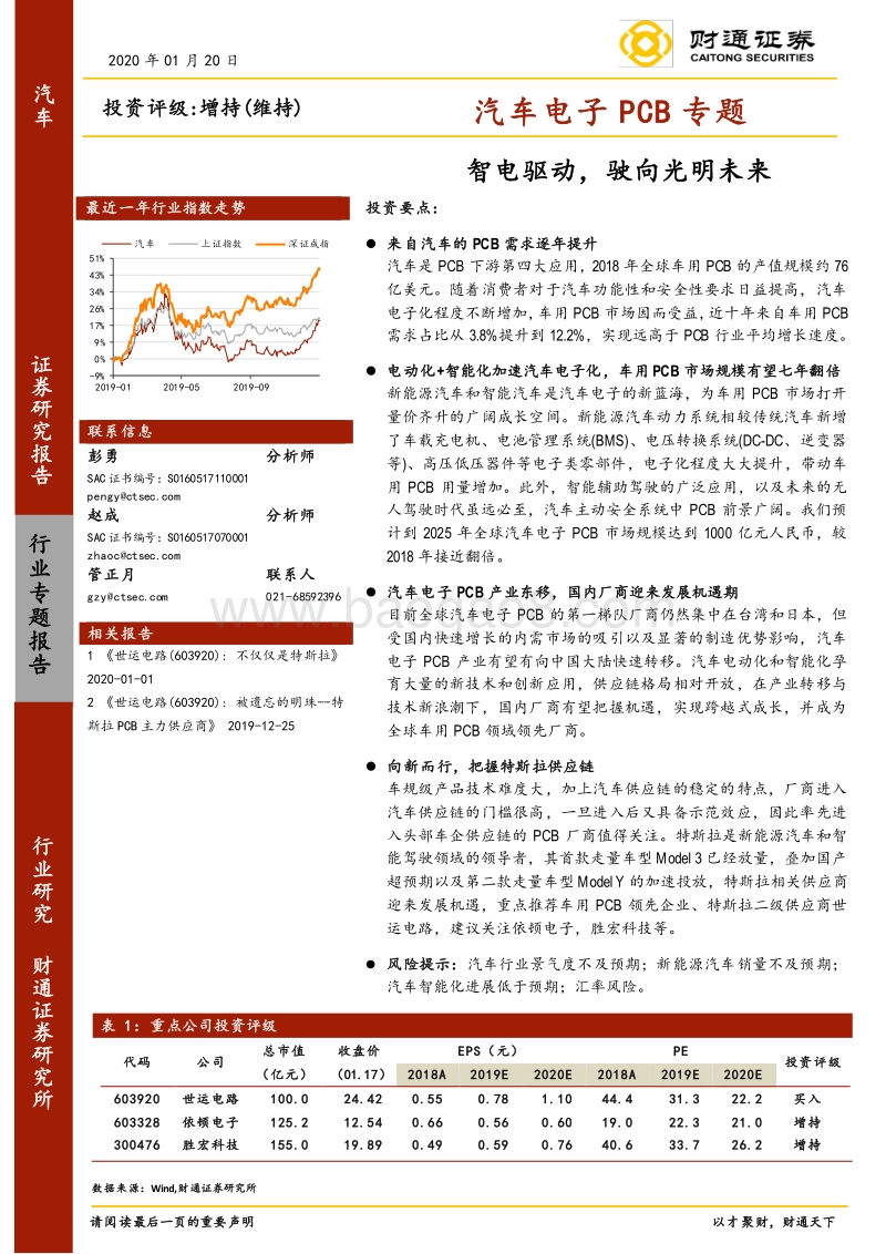 汽车电子PCB专题：智电驱动，驶向光明未来.pdf_第1页