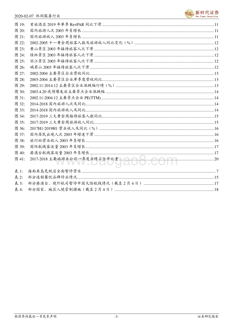 旅游行业疫情影响深度研究：疫情冲击旅游业既定预期，短期业绩承压，静候细分龙头复苏.pdf_第3页