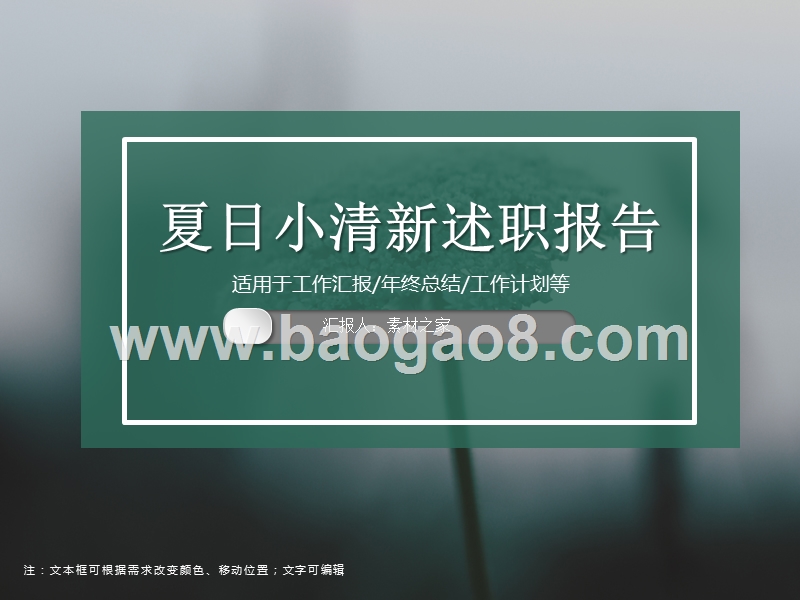 2020年小清新述职报告工作汇报年终总结工作计划PPT模板.ppt_第1页