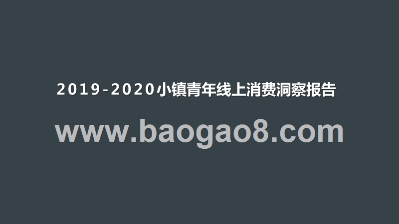 2019-2020小镇青年线上消费洞察报告.pptx_第1页