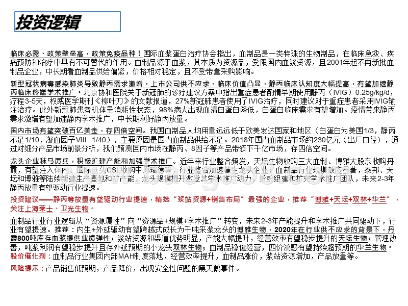 2020血制品行业分析报告.pptx_第3页