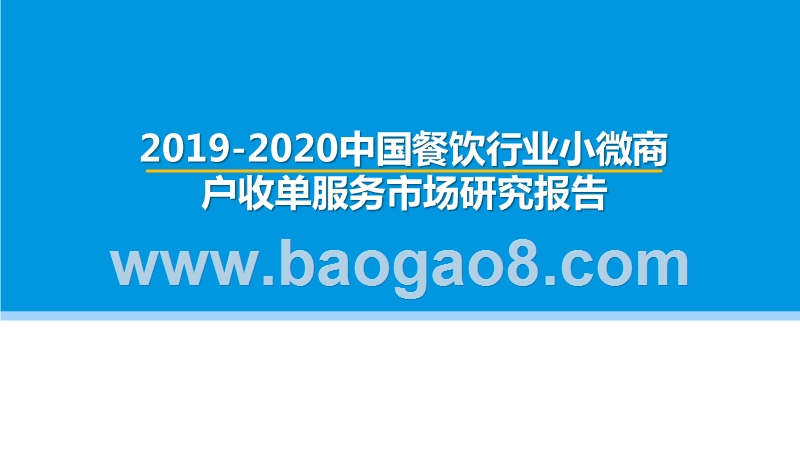 2019-2020中国餐饮行业小微商户收单服务市场研究报告.pptx_第1页