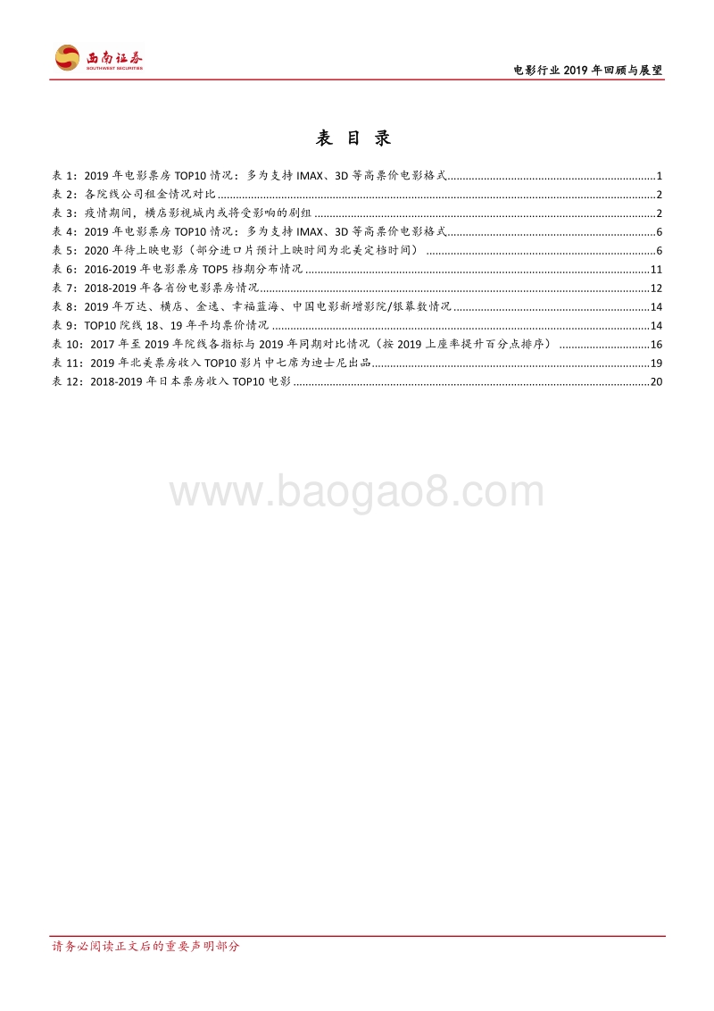 电影行业2019年回顾与展望：疫情下的电影行业，整体承压关注龙头.pdf_第4页