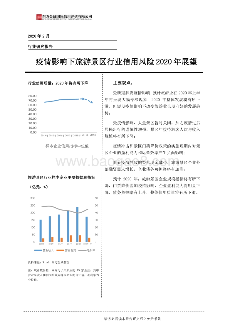 疫情影响下旅游景区行业信用风险2020年展望.pdf_第1页