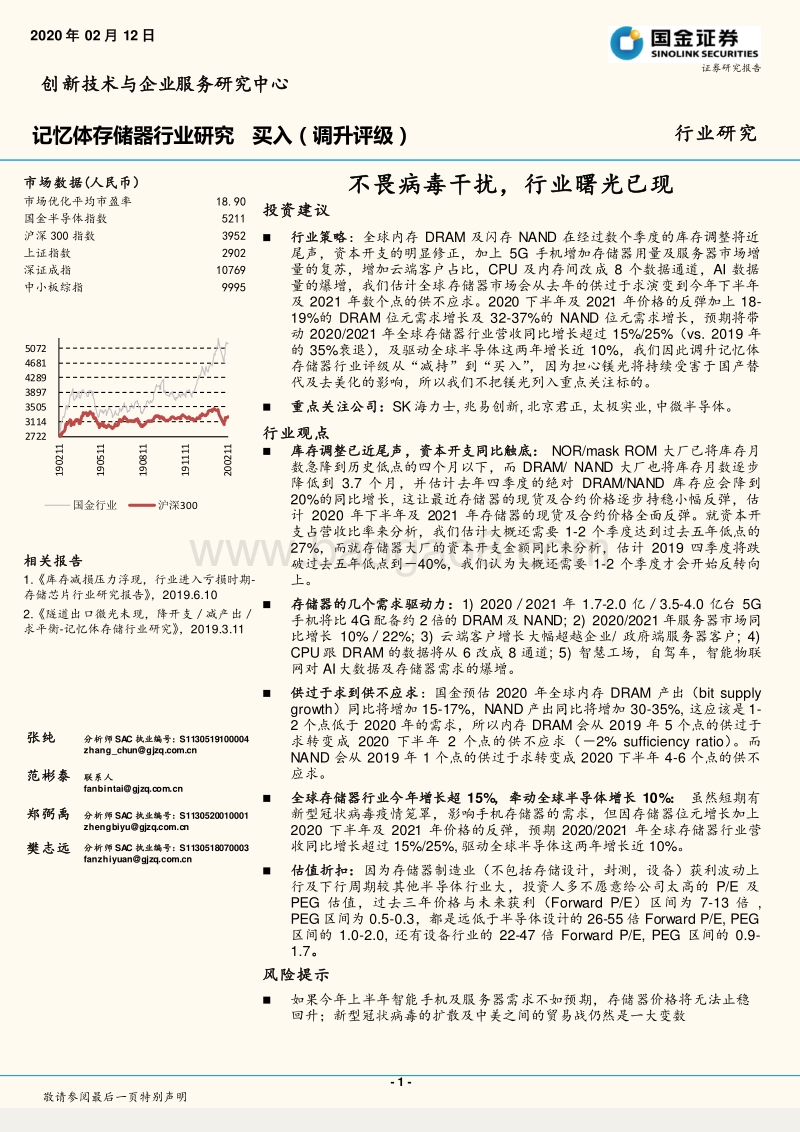 记忆体存储器行业研究：不畏病毒干扰，行业曙光已现.pdf_第1页