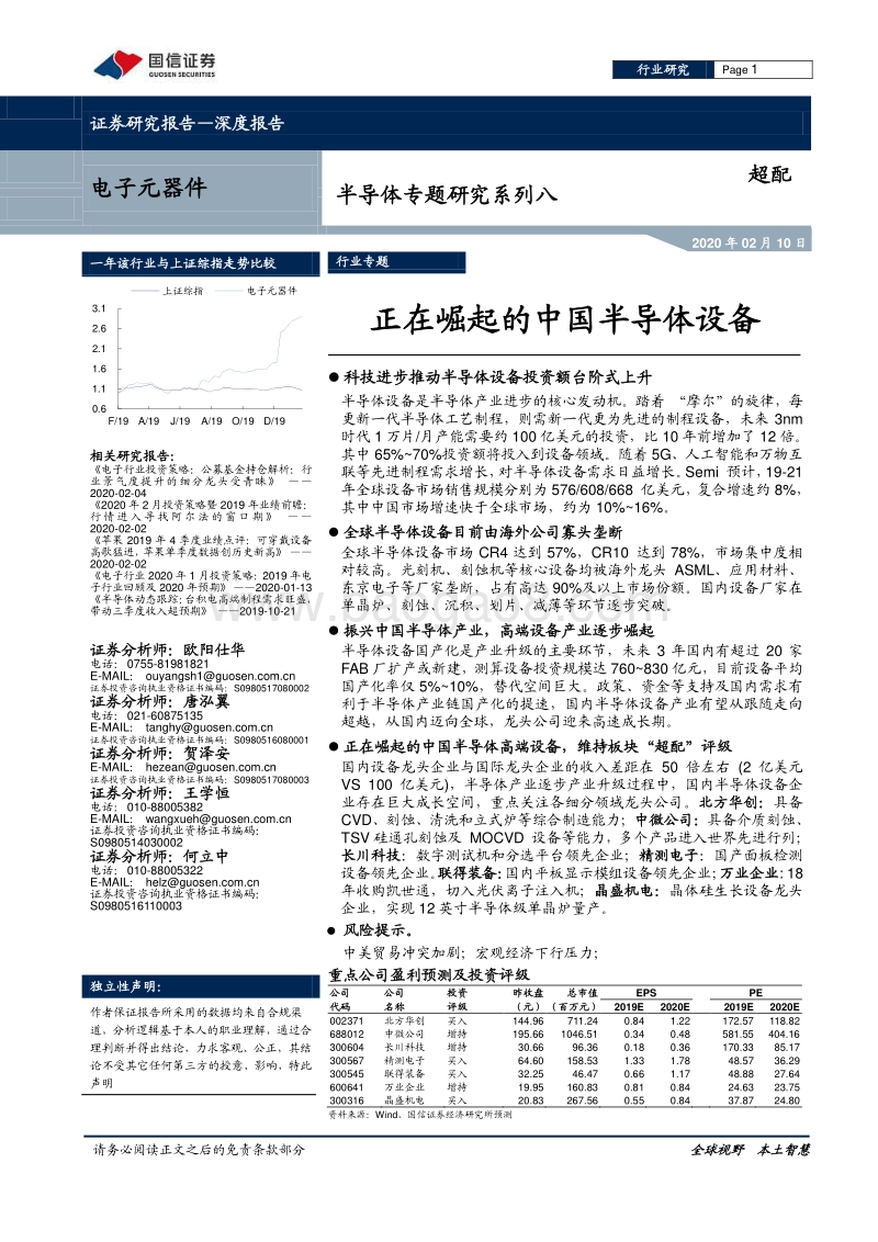 半导体专题研究系列八：正在崛起的中国半导体设备.pdf_第1页