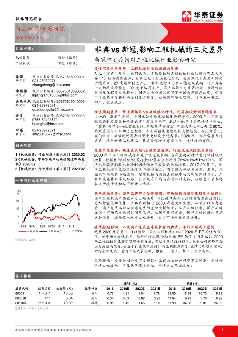 新冠肺炎疫情对工程机械行业影响研究：非典vs新冠,影响工程机械的三大差异.pdf_第1页