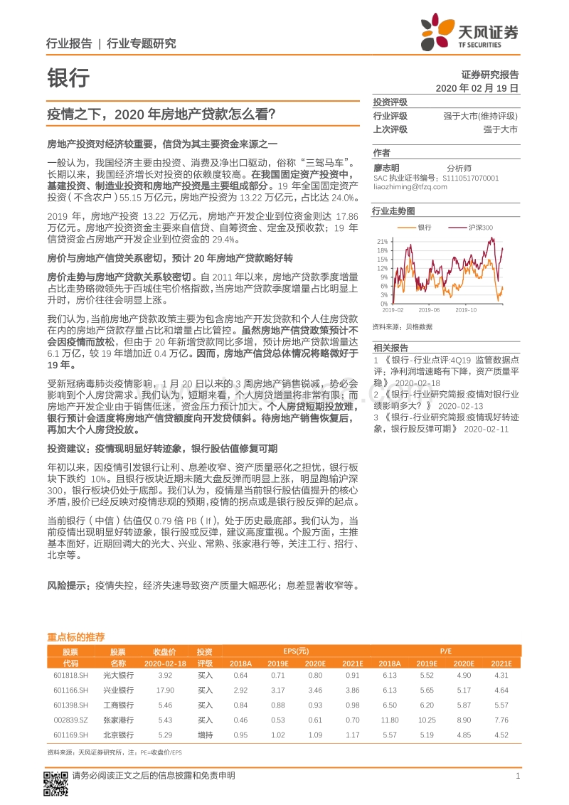 银行行业专题研究：疫情之下，2020年房地产贷款怎么看？.pdf_第1页