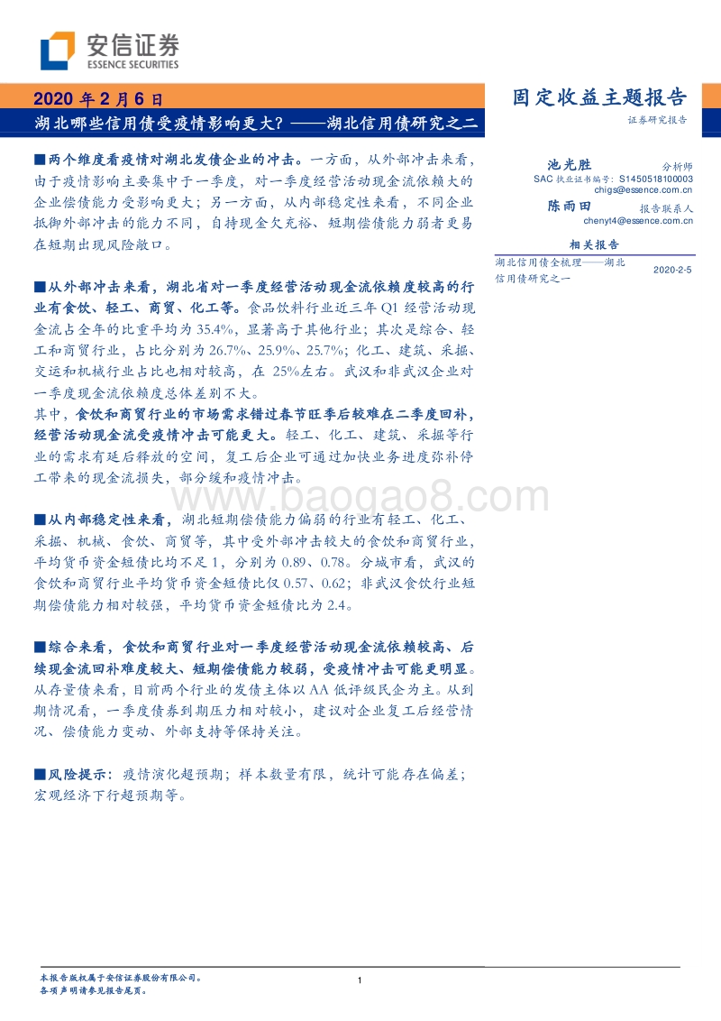 湖北信用债研究之二：湖北哪些信用债受疫情影响更大？.pdf_第1页