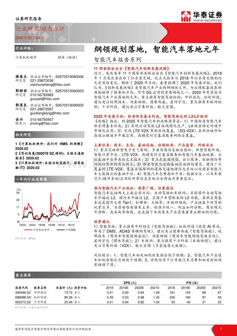 智能汽车报告系列：纲领规划落地，智能汽车落地元年.pdf_第1页