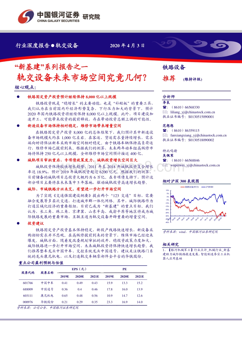 “新基建”系列报告之一：轨交设备未来市场空间究竟几何？.pdf_第1页