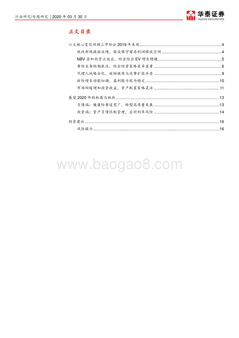 上市险企2019年报综述：NBV现分化，投资推动EV稳增长.pdf_第2页