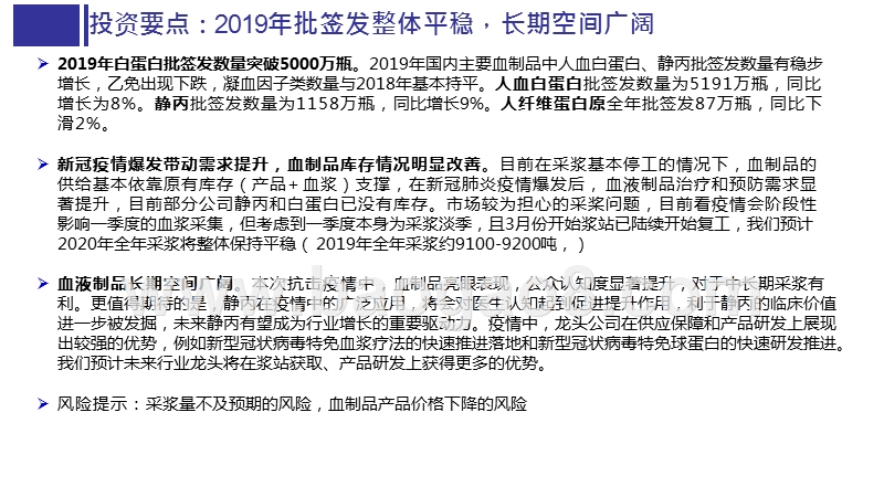 血液制品2019年批签发回顾与2020疫情影响分析报告.pptx_第3页