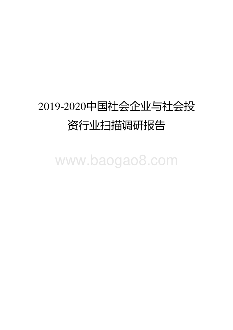 2019-2020中国社会企业与社会投资行业扫描调研报告.docx_第1页