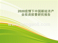 2020疫情下中国新经济产业投资前景研究报告.pptx