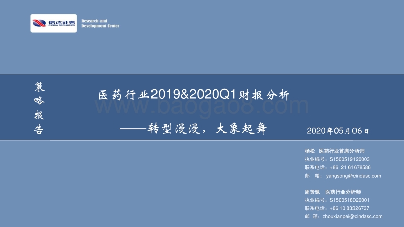医药行业2019&2020Q1财报分析：转型漫漫，大象起舞(1).pdf_第1页