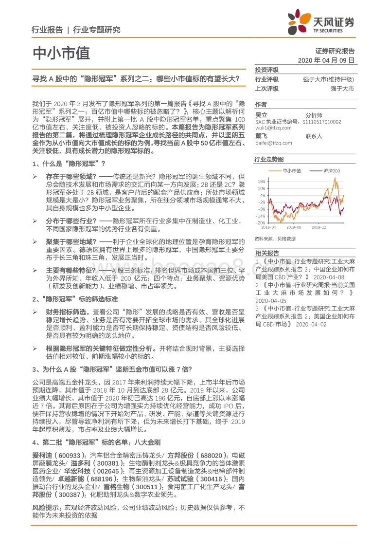 寻找A股中的“隐形冠军”系列之二：哪些小市值标的有望长大？.pdf_第1页
