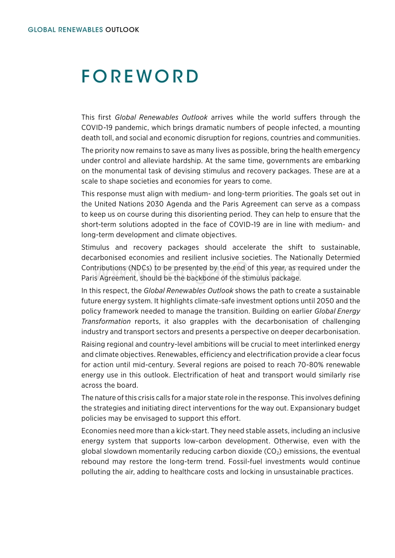 2020全球可再生能源展望：能量转换2050（英文版）.pdf_第4页