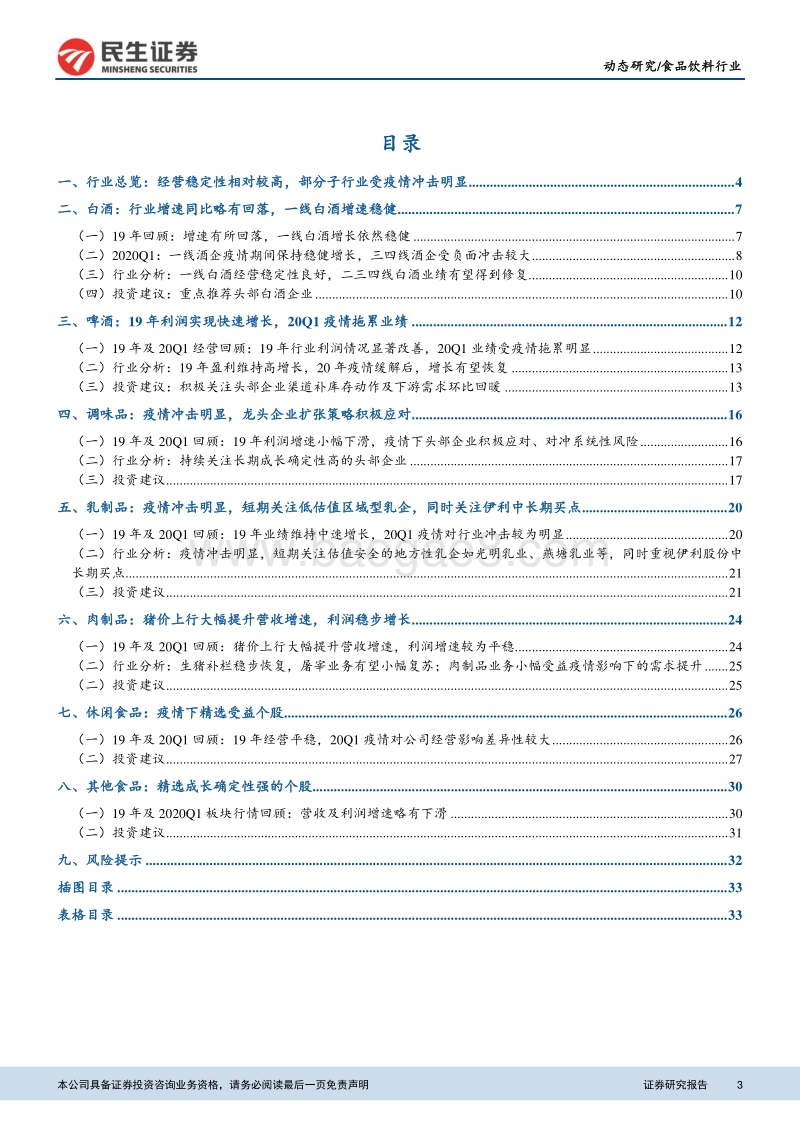 食品饮料行业2019年报及2020年一季报总结：19年行业高景气持续，20Q1疫情冲击客观显现.pdf_第3页