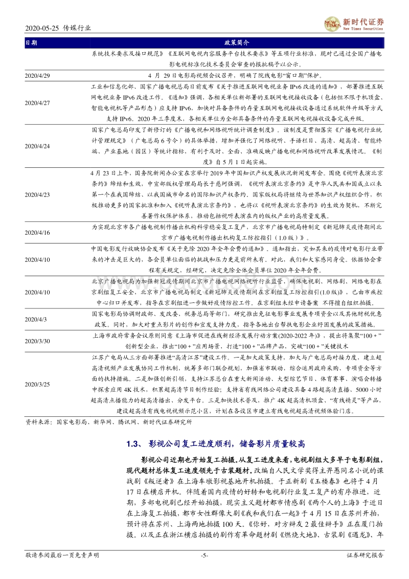 影视行业复工跟踪专题报告二：影院有条件复工进行时，悲观预期见底静待大片上映.pdf_第5页