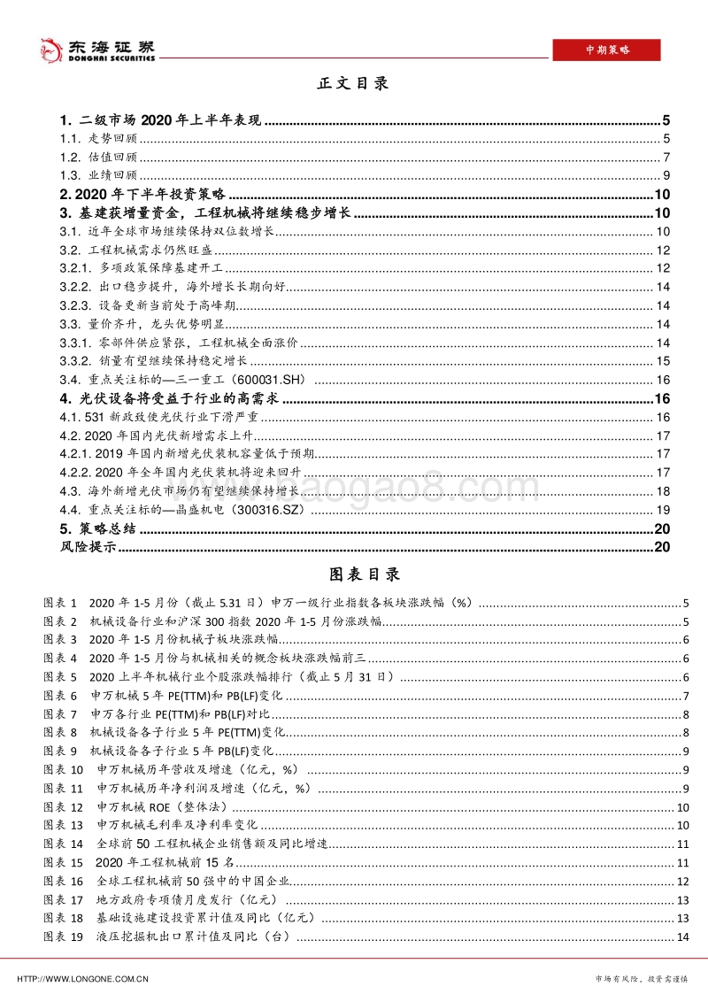 机械设备2020年中期策略：精选业绩确定性强的子行业.pdf_第3页