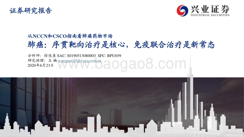 从NCCN和CSCO指南看肺癌药物市场：肺癌：序贯靶向治疗是核心，免疫联合治疗是新常态.pdf_第1页