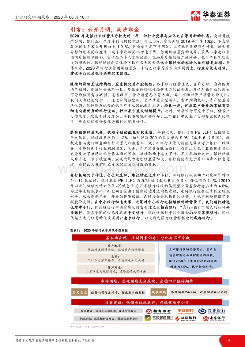 2020年银行业中期策略：云开月明，淘沙取金.pdf_第4页