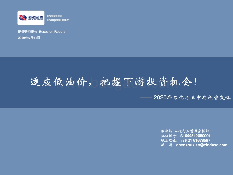 2020年石化行业中期投资策略：适应低油价，把握下游投资机会！.pdf_第1页