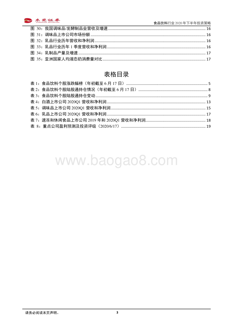食品饮料行业2020年下半年投资策略：必选确定性高，可选边际改善.pdf_第3页
