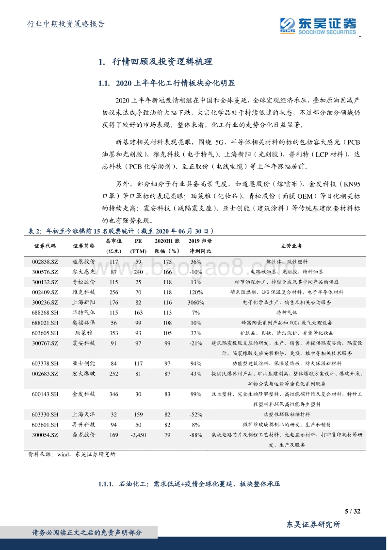 化工行业2020年度中期投资策略：经济持续复苏，高景气子行业成长加速.pdf_第5页