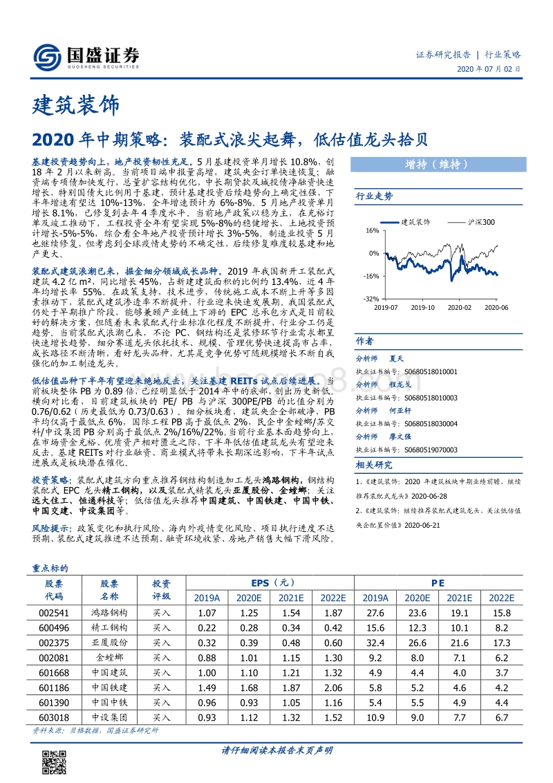 建筑装饰2020年中期策略：装配式浪尖起舞，低估值龙头拾贝.pdf_第1页