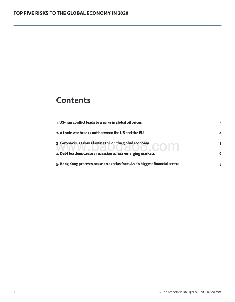 2020年全球经济面临的五大风险（英文版）.pdf_第3页