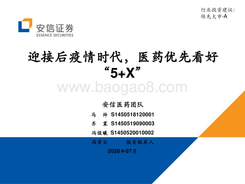 医药行业：迎接后疫情时代，医药优先看好“5+X”.pdf_第1页