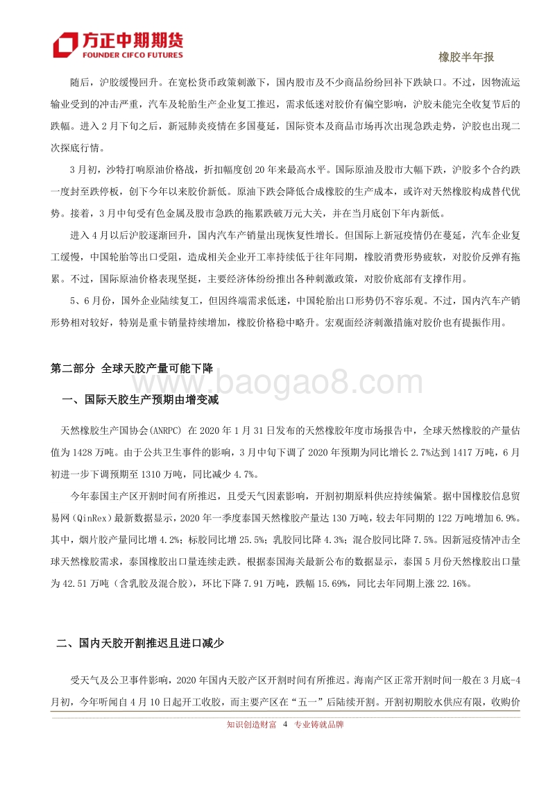 2020年上半年橡胶市场回顾与下半年展望：黑天鹅来袭胶价继续做底.pdf_第4页