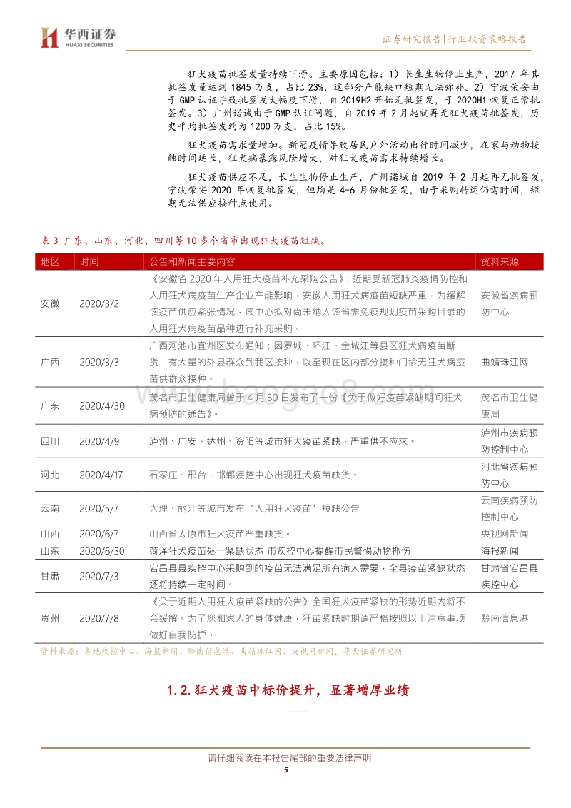 狂犬疫苗专题报告：狂犬疫苗供不应求，提价显著增厚业绩.pdf_第5页