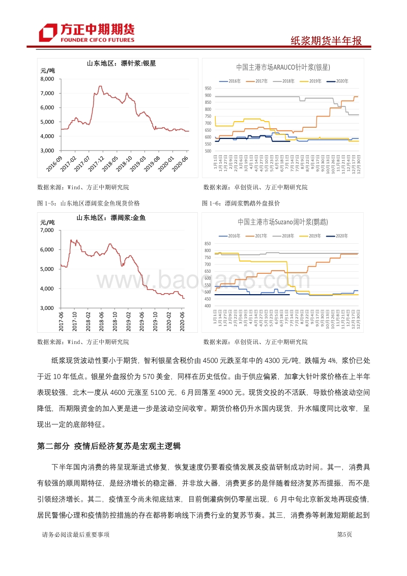 纸浆2020年上半年行情回顾及下半年展望：需求缓慢恢复价格重心有望上移.pdf_第5页