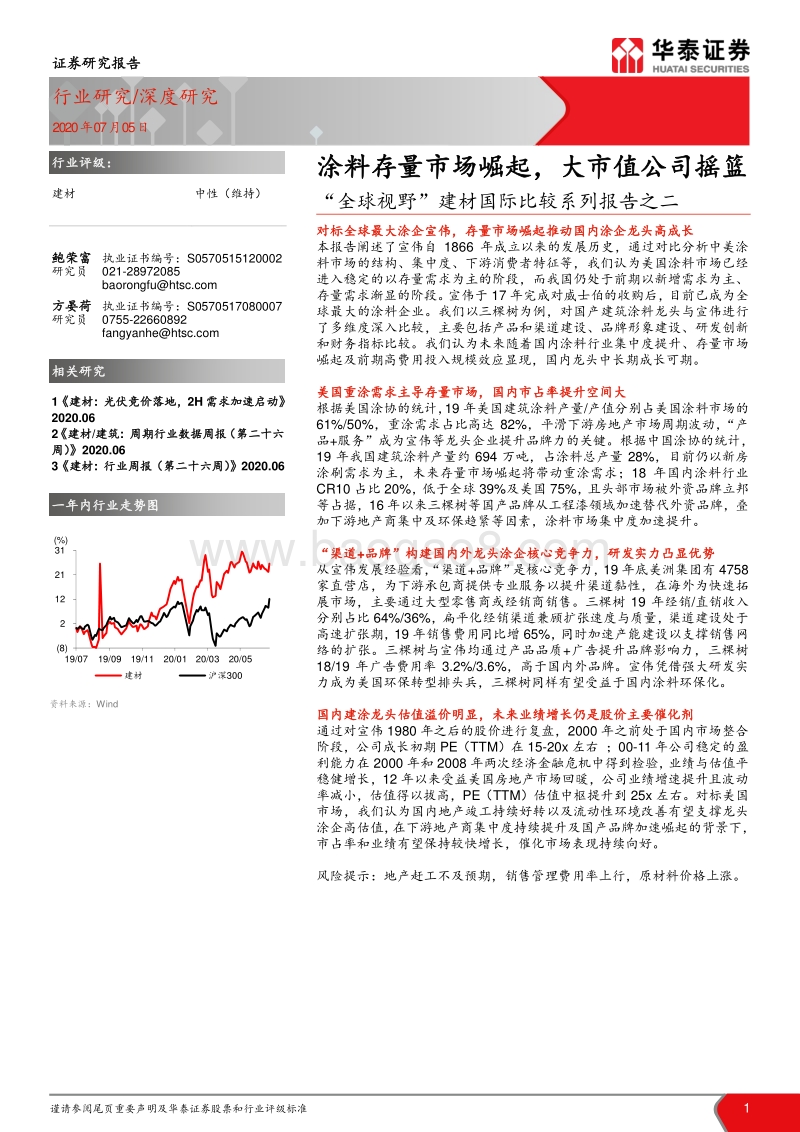 “全球视野”建材国际比较系列报告之二：涂料存量市场崛起，大市值公司摇篮.pdf_第1页