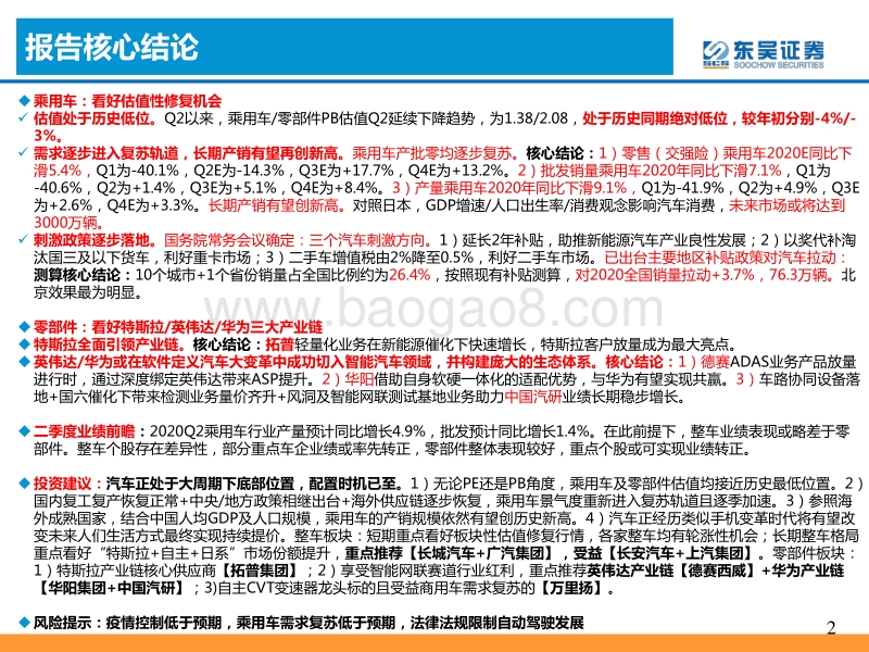 汽车行业2020H2投资策略：全面看多，核心三条主线.pdf_第2页