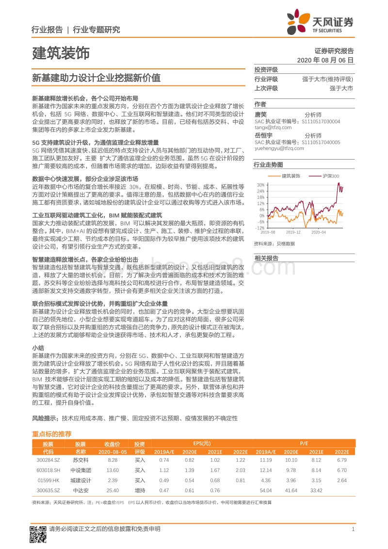 建筑装饰行业专题研究：新基建助力设计企业挖掘新价值.pdf_第1页