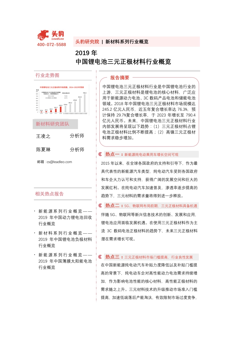 2019年中国锂电池三元正极材料行业概览.pdf_第1页