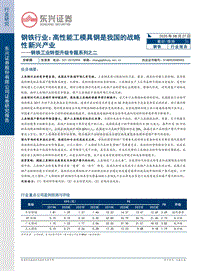 钢铁工业转型升级专题系列之二：钢铁行业：高性能工模具钢是我国的战略性新兴产业.pdf