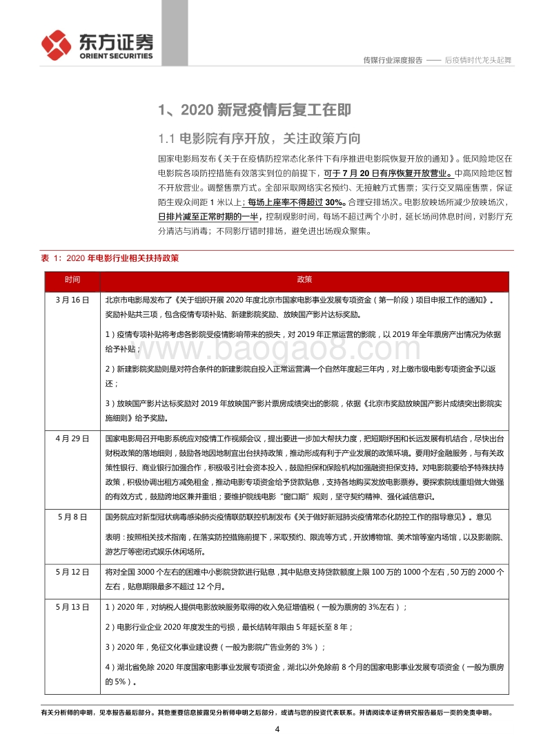 电影行业复工报告：后疫情时代龙头起舞.pdf_第4页
