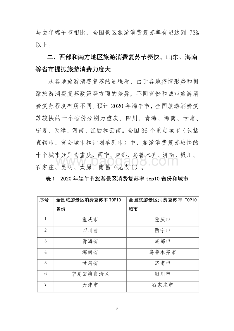2020年端午节旅游消费预测报告.pdf_第2页