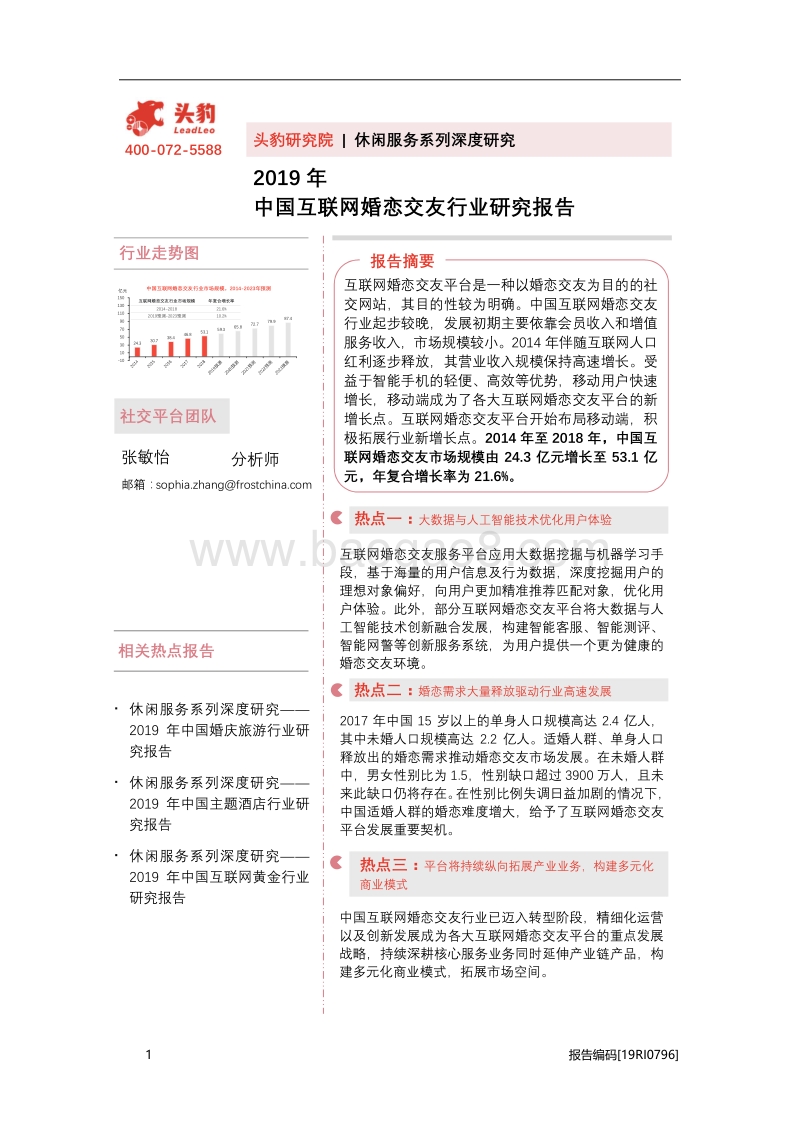 2019年中国互联网婚恋交友行业研究报告.pdf_第1页