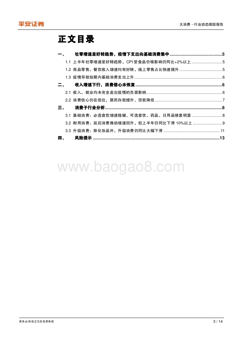 大消费行业2020年上半年数据观察：必选消费表现稳健，耐用、升级消费仍需观察.pdf_第3页