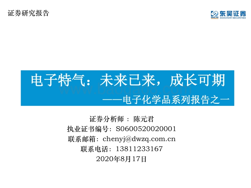 电子化学品系列报告之一：电子特气：未来已来，成长可期.pdf_第1页