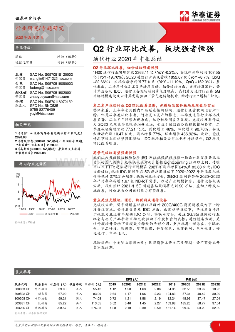 通信行业2020年中报总结.pdf_第1页